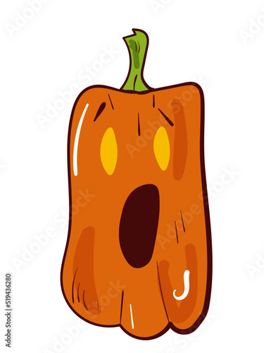 Halloween pumpkin. Vector spooky icon. Colourful illustration on white background.