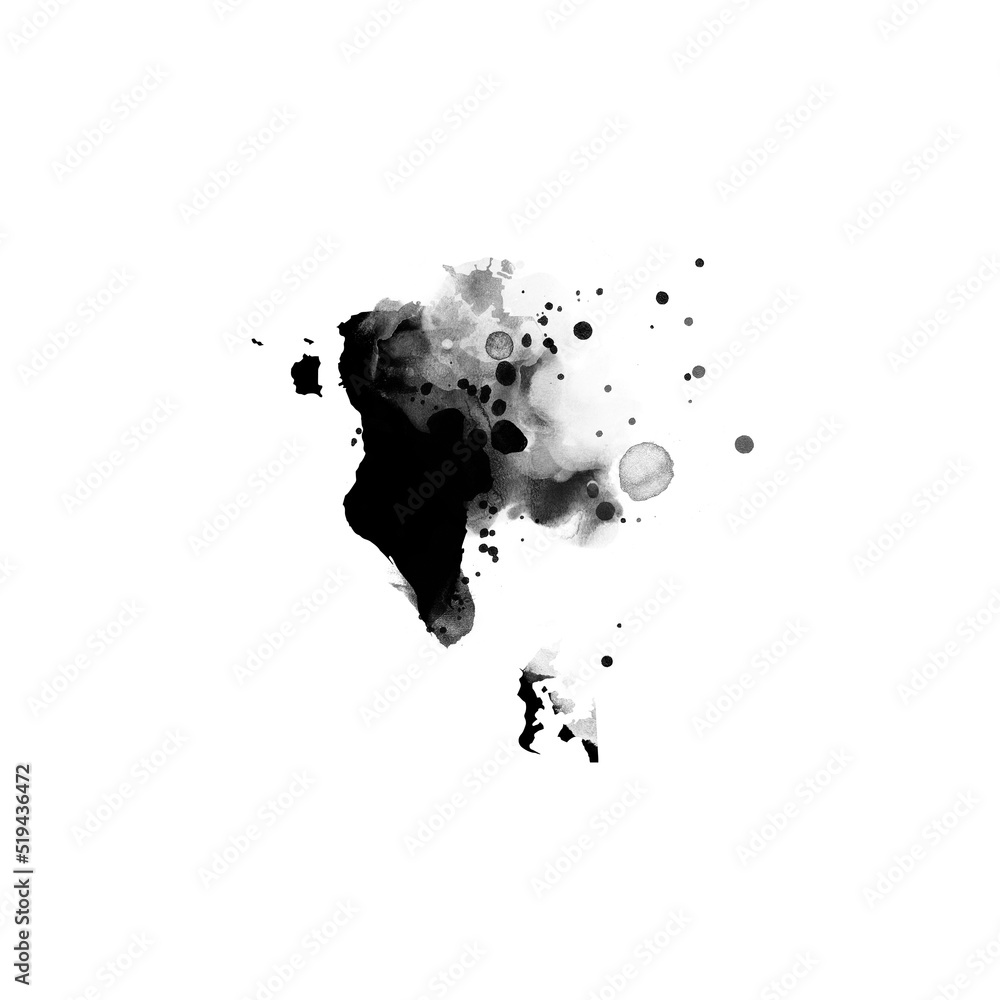 Black artistic country map- form mask on white background. Bahrain