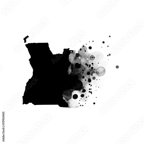 Photo Black artistic country map- form mask on white background. Angola