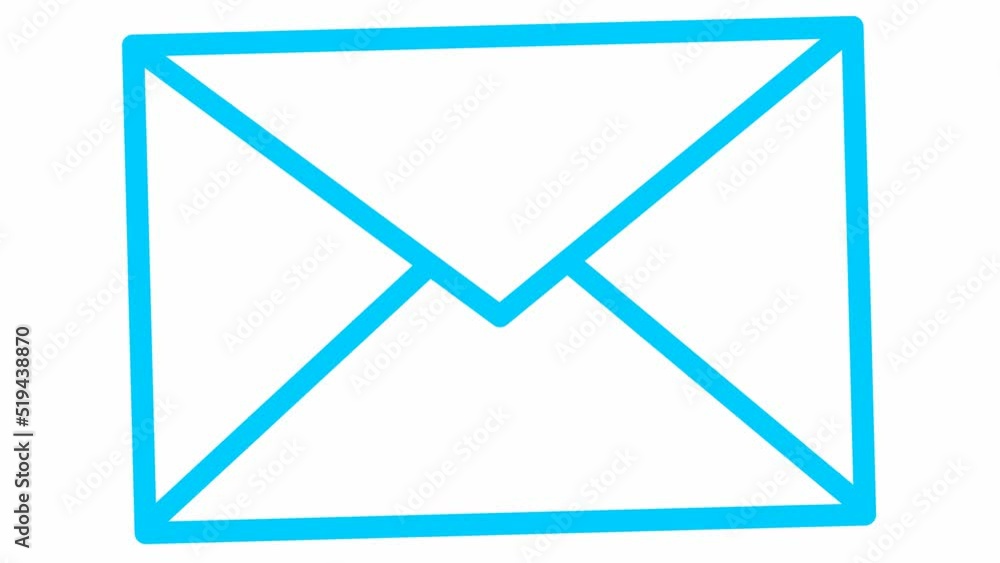 Animated blue line icon of envelope. Symbol of e-mail. Concept of communication, mail, post, message, letter. Looped video. Vector illustration isolated on white background. Animated blue line icon of envelope. Symbol of e-mail. Concept of communication, mail, post, message, letter. Looped video. Vector illustration isolated on white background.