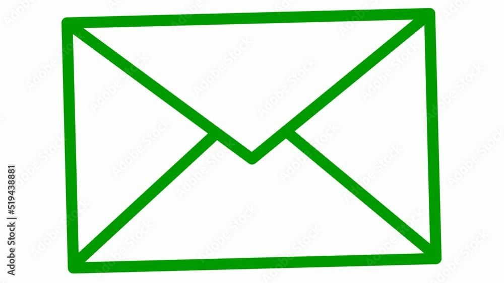Animated green line icon of envelope. Symbol of e-mail. Concept of communication, mail, post, message, letter. Looped video. Vector illustration isolated on white background. Animated green line icon of envelope. Symbol of e-mail. Concept of communication, mail, post, message, letter. Looped video. Vector illustration isolated on white background.