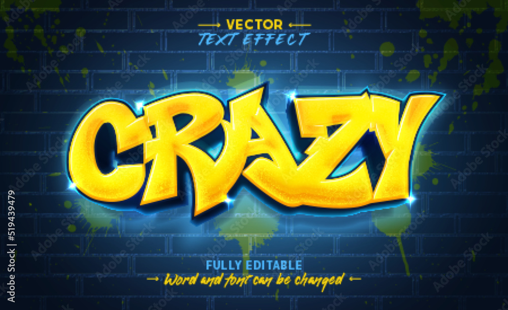 Glow graffiti art style editable text effect