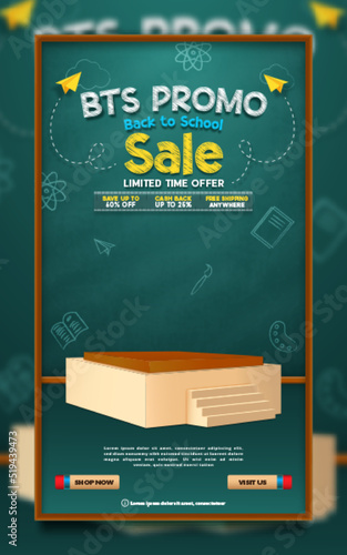 Back to school promo sale social media poster template