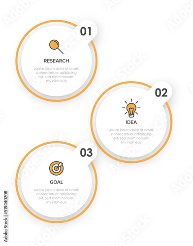Vertical infographic design with icons and 3 options or steps. Thin line. Infographics business concept. Can be used for info graphics, flow charts, presentations, mobile web sites, printed materials.