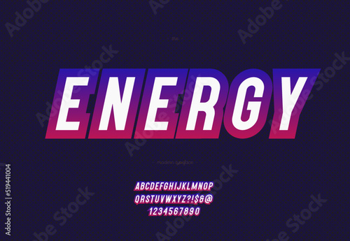 Vector energy font bold style trendy typography for decoration, logo, poster, t shirt, card, sale banner, printing on fabric, industrial. Cool typeface. Modern alphabet. 10 eps
