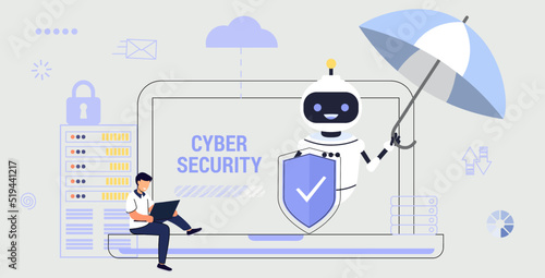 Cybersecurity malware security program Industrial cybersecurity Antivirus software development Malware Cybersecurity risk management metaphors Computer virus and spyware Vector illustrations concept