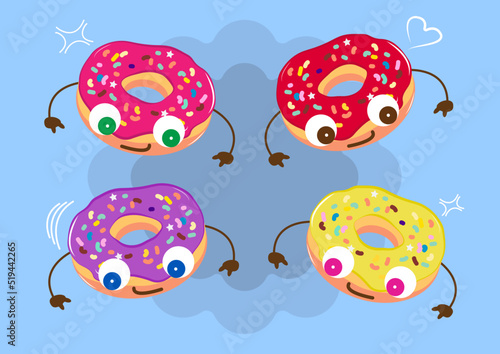 donut friends on a blue background