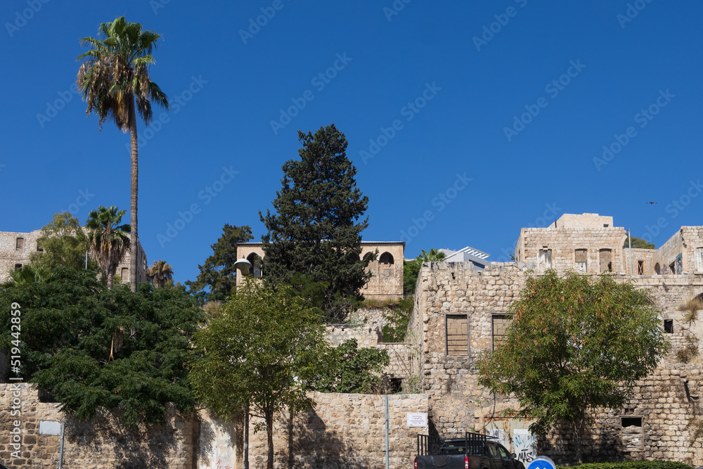Naklejka premium Wadi Salib is the area of the lower Haifa (Israel). Ruins of the Ottoman period and the British Mandate. Former public building.