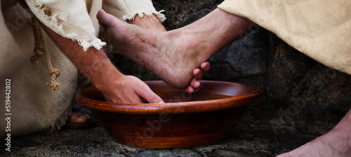 Jesus washing feet photo