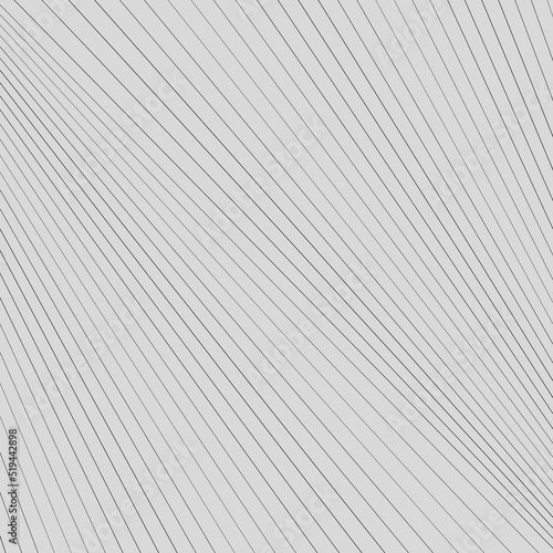Diagonal striped illustration. Repeated black slanted lines on grey background. Surface pattern design with linear ornament. Disco lights motif. Stripes wallpaper. Angle rays. Pinstripes vector art.