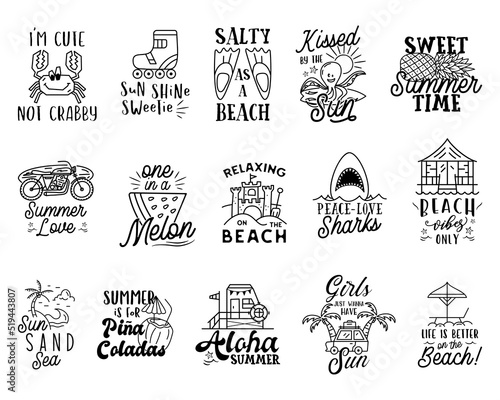 Photography Summer badges big set with different quotes and sayings - Sweet Summer Time
