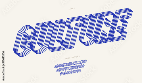 Vector culture font line style trendy typography for infographics, motion graphics, video, promotion, decoration, logotype, party poster, t shirt, book, animation, banner, game, printing. 10 eps