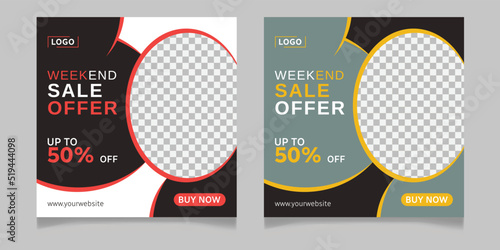 Weekend fashion sale offer social media post template