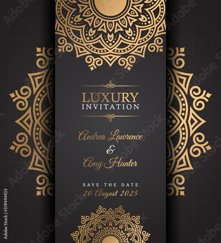 Luxury Mandala Pattern Elegant Wedding Invitation Card Design Vector Template for Wedding, Invitation, Birthday, Greetings, Party 