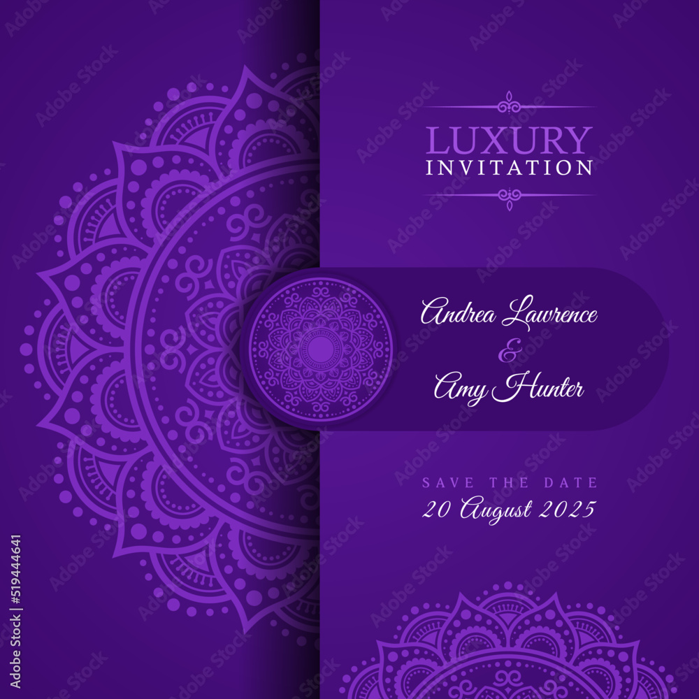 Luxury Mandala Pattern Elegant Wedding Invitation Card Design Vector Template for Wedding, Invitation, Birthday, Greetings, Party 