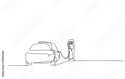 an electric car is being charged at a charging station