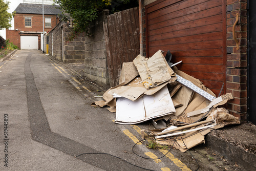 builders Waste Material Dumped in a side street in Hanley stoke on trent photo