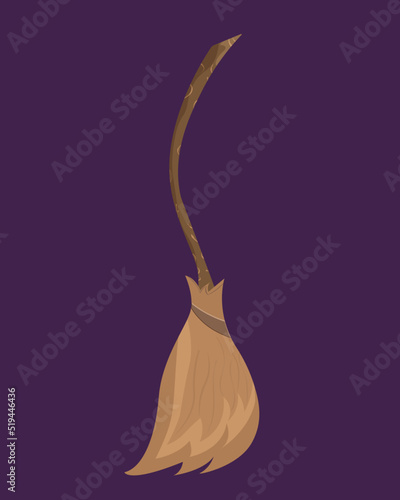 Broomstick, Witches Broom, Magic object, Vector illustration
