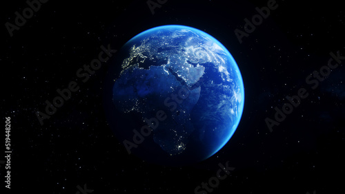 The Earth planet in outer space. 3d render.