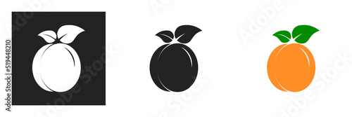 Apricot fruit icon in flat style. Vector illustration of peach dessert