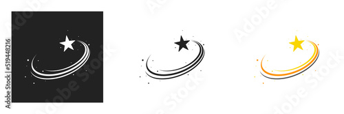 Flying star icon and magic concept. Shooting star isolated from the background. Icon of meteorite or comet with tail