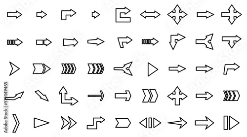 set of outline arrows
