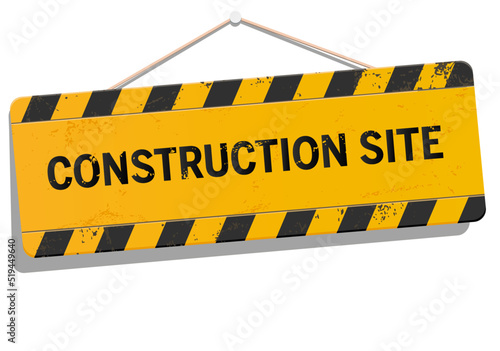 Schild Bauschild Construction site schräg hängend