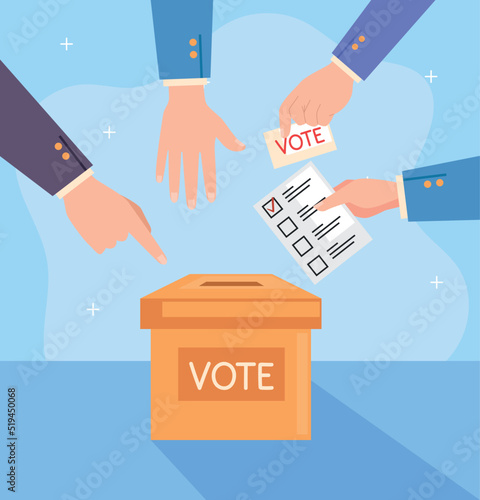 voters hand and urn