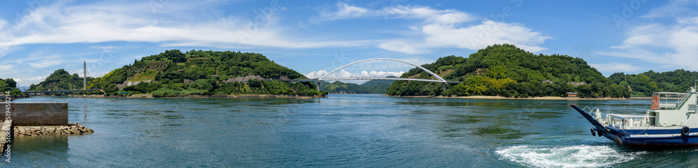 Coastal scenery of the Seto Inland Sea, Tobishima Seaway, Osaki Shimojima Island Coastal scenery of the Seto Inland Sea, Tobishima Seaway, Osaki Shimojima Island
