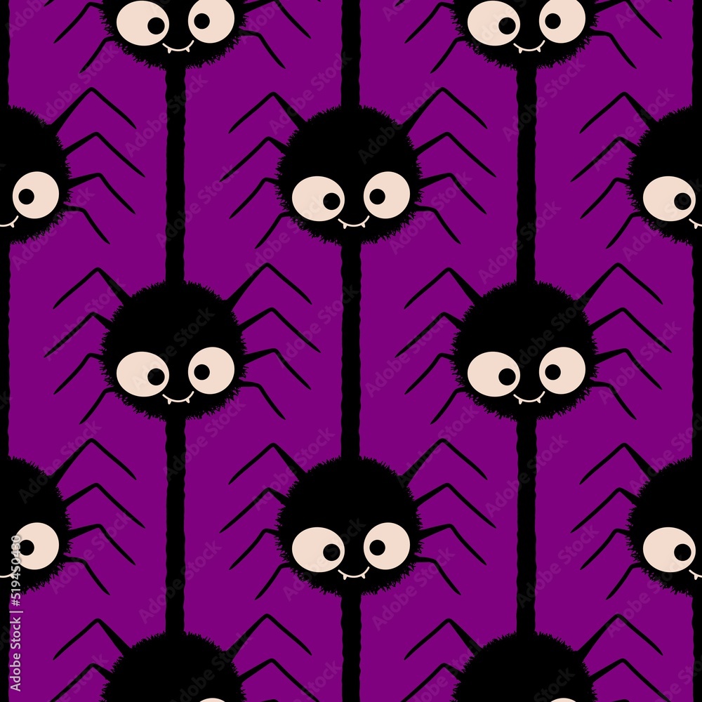 Cartoon Halloween seamless spider pattern for wrapping paper and clothes print and kids and accessories Cartoon Halloween seamless spider pattern for wrapping paper and clothes print and kids and accessories