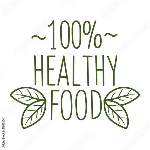 healthy food lettering and leafs