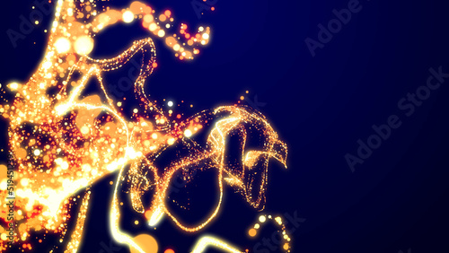 particle background like confetti in oil. 3d render of magic fiery golden sparkles glisten and shine, swirling in viscous liquid, colorful shimmering in the light.