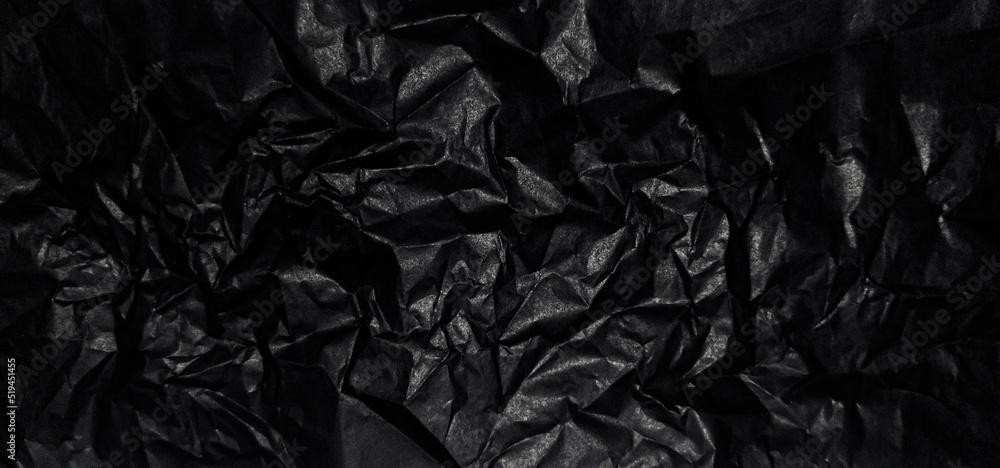 Close-up of crumpled black paper