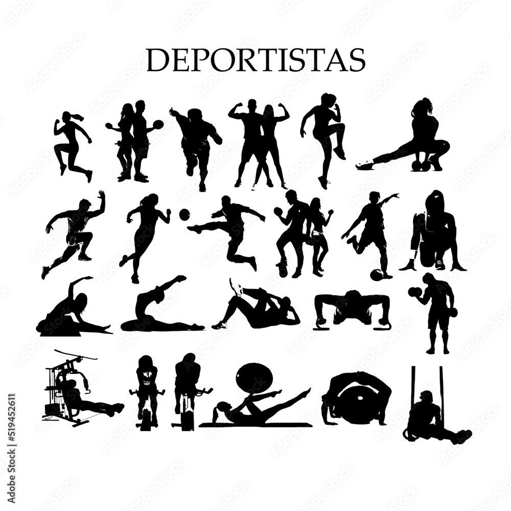 Obraz premium Deportistas, silueta vectorial