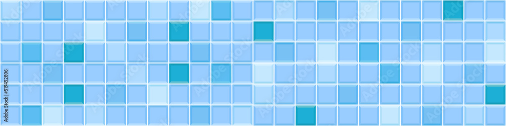 Blue square tile seamless pattern. Swimming pool floor background. Bathroom or toilet ceramic or glass wall texture. Interior or facade mosaic surface. Vector flat illustration Blue square tile seamless pattern. Swimming pool floor background. Bathroom or toilet ceramic or glass wall texture. Interior or facade mosaic surface. Vector flat illustration