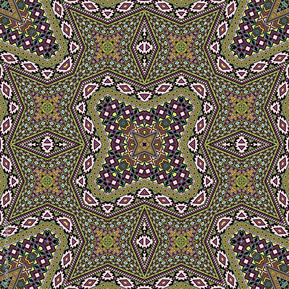 Tribal seamless pattern vector design. Traditional geometric texture. Rug print in ethnic style. Tribal seamless pattern vector design. Traditional geometric texture. Rug print in ethnic style.