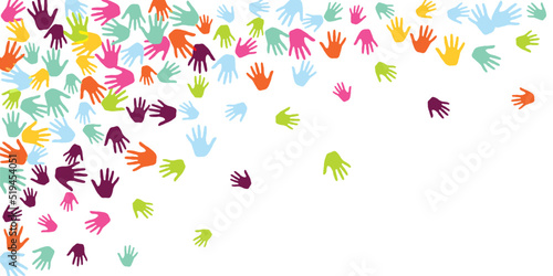 Funny children handprints preschool education concept vector