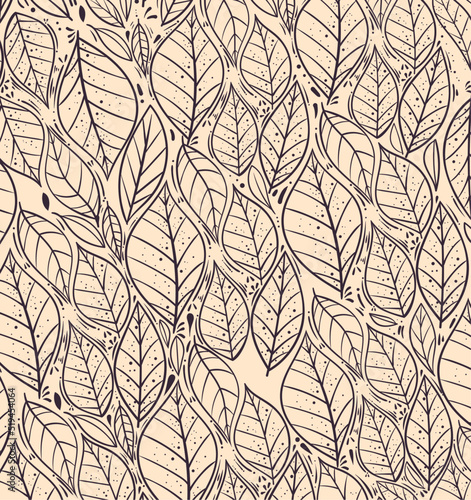 leafs foliage beige seamless pattern