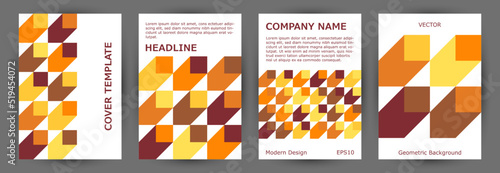 Business catalog cover template collection vector design. Modernism style future certificate mockup
