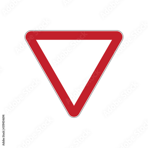 International road sign give way isolated on white background. Traffic symbol. Vector illustration.