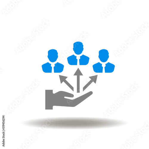 Vector illustration of hand hold or give structure flowchart businessman. Symbol of role responsibility. Icon of roles and responsibilities.