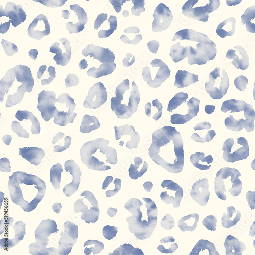 Canvas Print Leopard blue navy watercolor seamless background