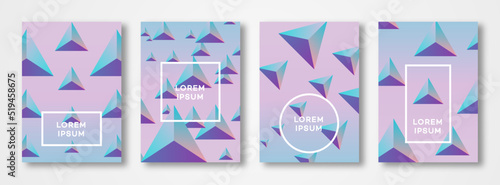 Cover design template set triangle background with minimal cool gradient and different frame copy space. Future geometric template. Vector Illustration