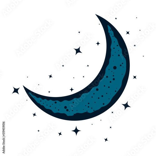 crescent moon and stars