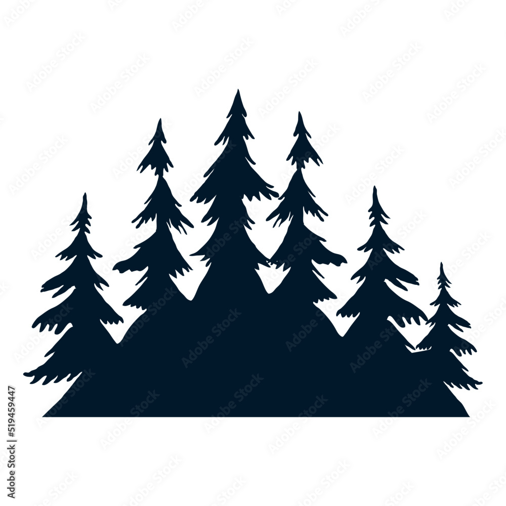 pines trees forest silhouette