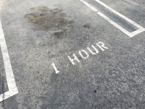 1 Hour parking spot in a parking lot