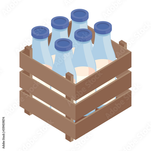 milk bottles in basket