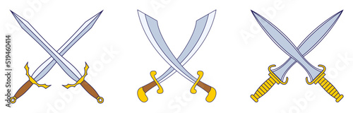 set of sword warrior in flat design. eps vector