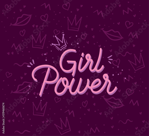 girl power lettering pattern