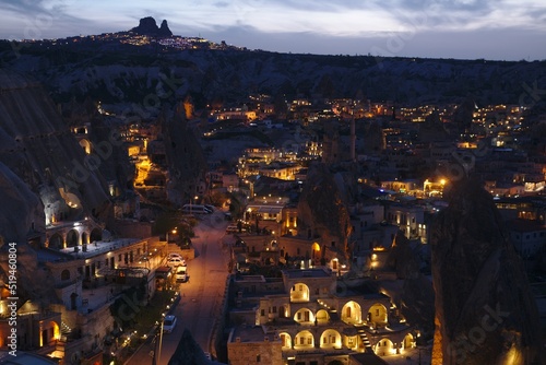 Early evening in Goreme lookign into Uchisar , in the heart of Turkish Capadocia photo